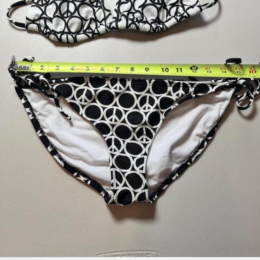 Xhilaration Women's Black and Silver Peace Design Rhinestone Bling Bikini Set - Picture 4 of 8
